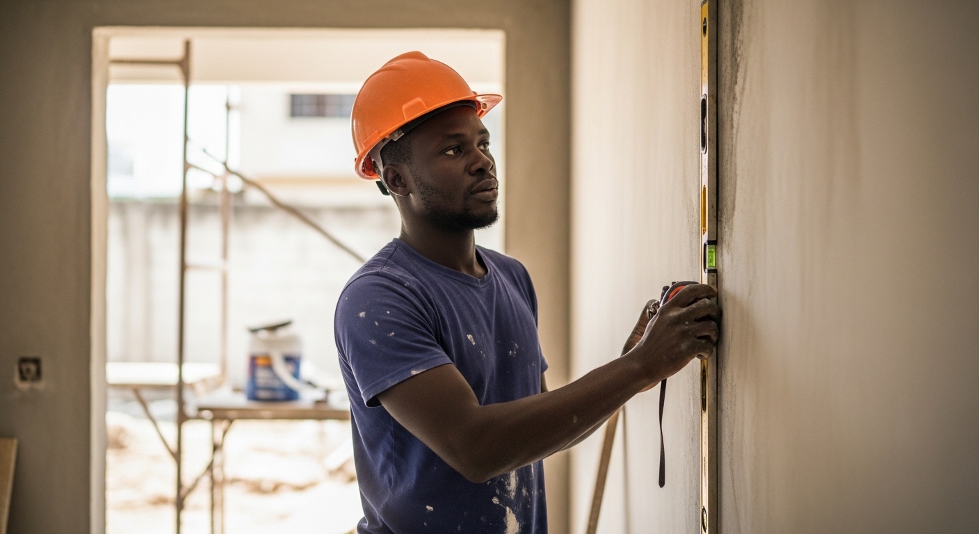 Entrepreneur sur un chantier de rénovation